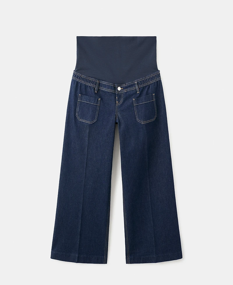 Mango Women's Pockets Wide Leg Maternity Jeans