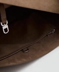 Mango Women's Suede Leather Shopper Bag