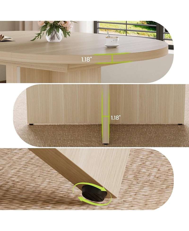 gaomon Extendable Round Dining Table for 4-8,Kitchen Oval Dining Table with Removable Leaves