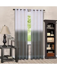 Kate Aurora Tropical Living Semi Matte Sheer Ombre Chic Grommet Top Window Curtains - 52 in. W x 84 L