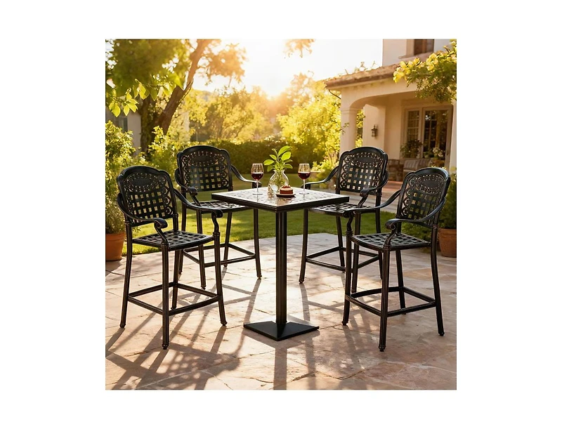 Slickblue Outdoor Bar Stools Set of 4, Counter Height Aluminum