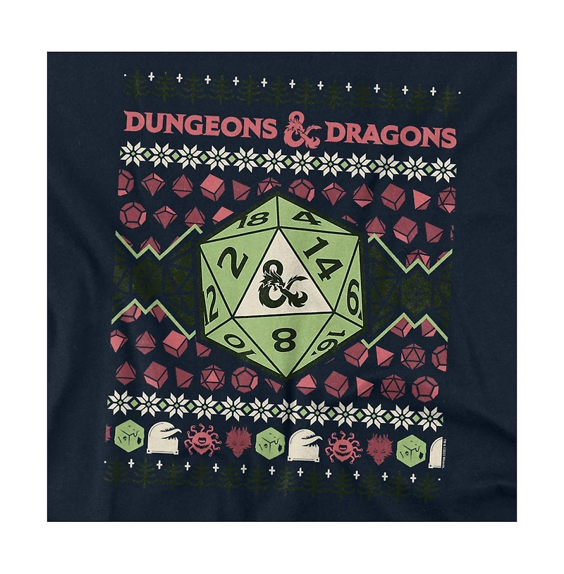 D&D Men's Dungeons And Dragons 20 Sided Dice Ugly Christmas T-Shirt