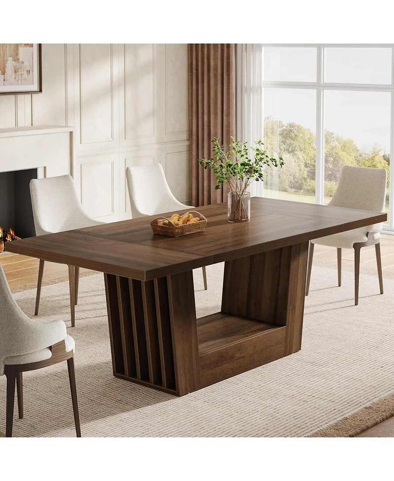 Tribesigns 63-Inch Dining Table for 4-6, Farmhouse Rectangular Kitchen Dinner Table, Wood Dining Room Furniture