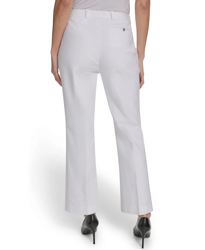 Calvin Klein Petite Mid-Rise Zip Closure Straight-Leg Pants