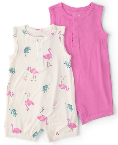 Carter's Baby Girls' PurelySoft Flamingo Sleeveless Romper, 2-Pack