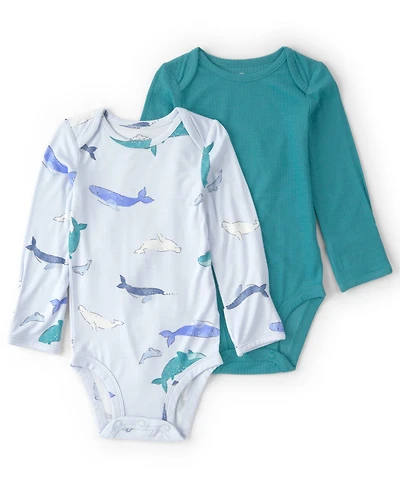 Carter's Baby Boys' PurelySoft Whale Long-Sleeve Multipack Bodysuits, 2-Pack