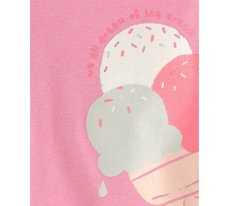 Carter's Girls' Toddler 2T-5T Short-Sleeve T-Shirt and Snug-Fit Shorts, 4-Piece Pajama Set