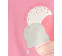 Carter's Girls' Toddler 2T-5T Short-Sleeve T-Shirt and Snug-Fit Shorts, 4-Piece Pajama Set