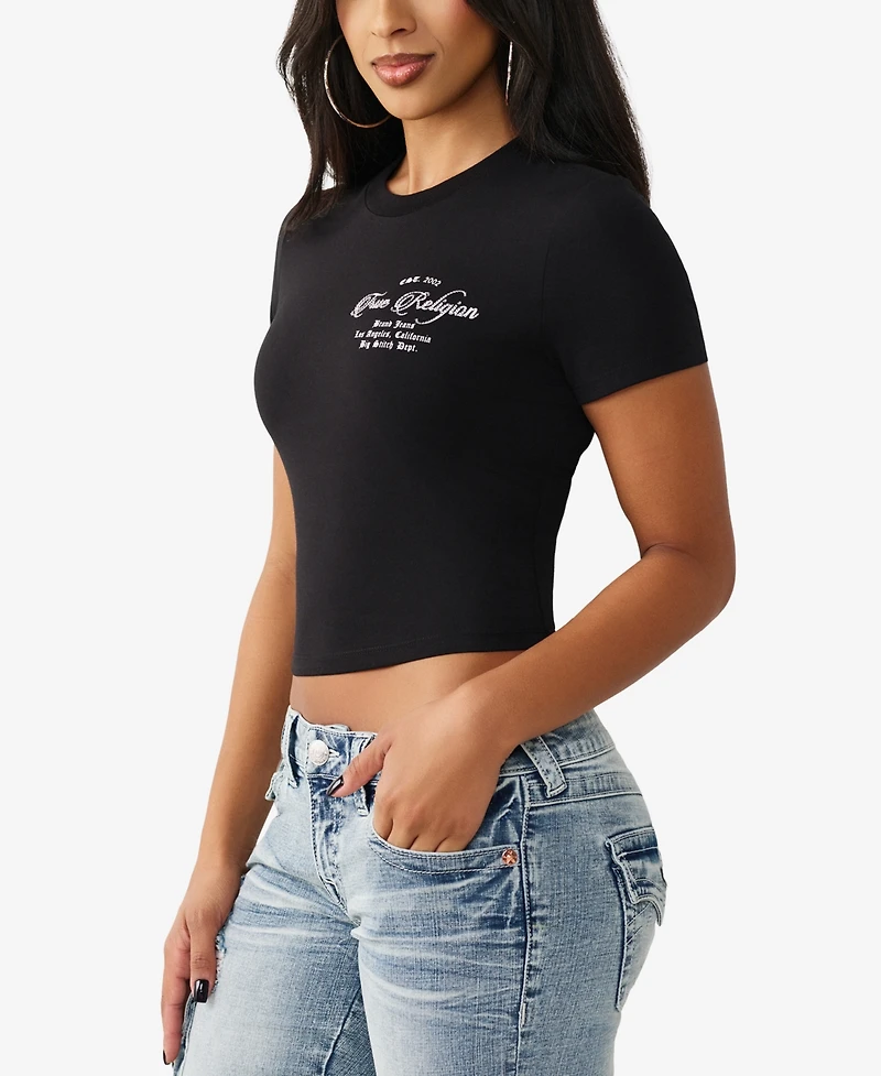 True Religion Women's Crystal Buddha Baby T-Shirt