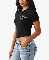 True Religion Women's Crystal Buddha Baby T-Shirt