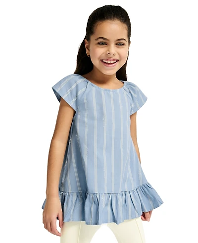 Calvin Klein Girls' 4-6X Striped Denim Tunic and Capri Leggings, 2-Piece Set