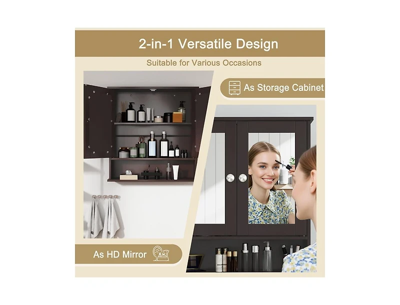 Bathroom Wall-Mount Mirror Cabinet Organizer for Stylish Storage and Space-Saving Solutions