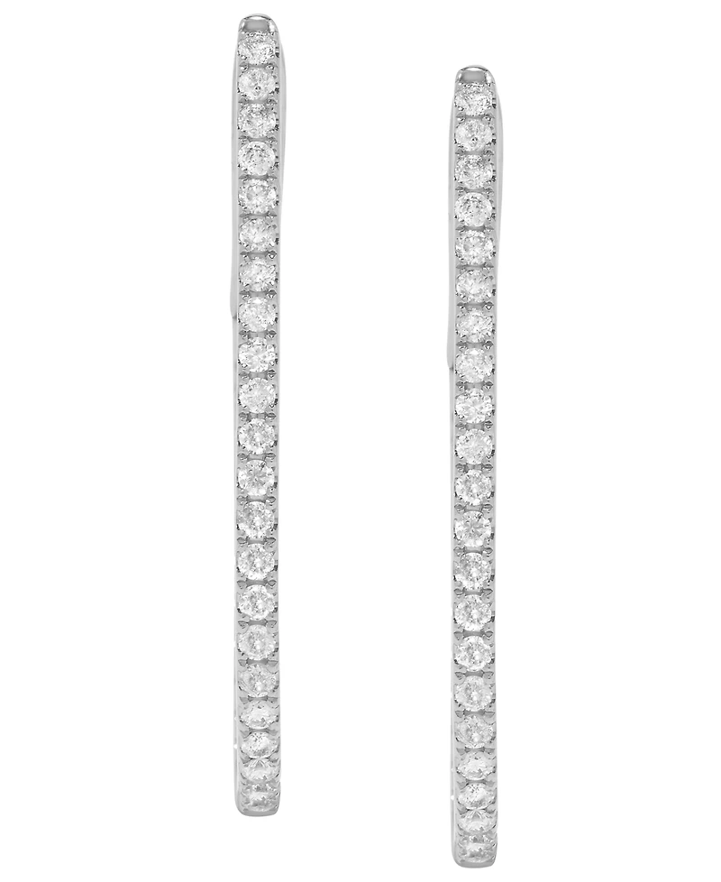 Macy's Diamond Oval Hoop Earrings (1 ct. t.w.) 14k White Gold