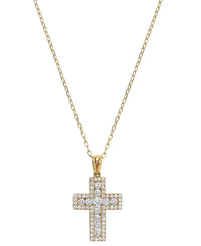 Macy's Diamond Cross Pendant Necklace (5/8 ct. t.w.) in 14k Yellow Gold