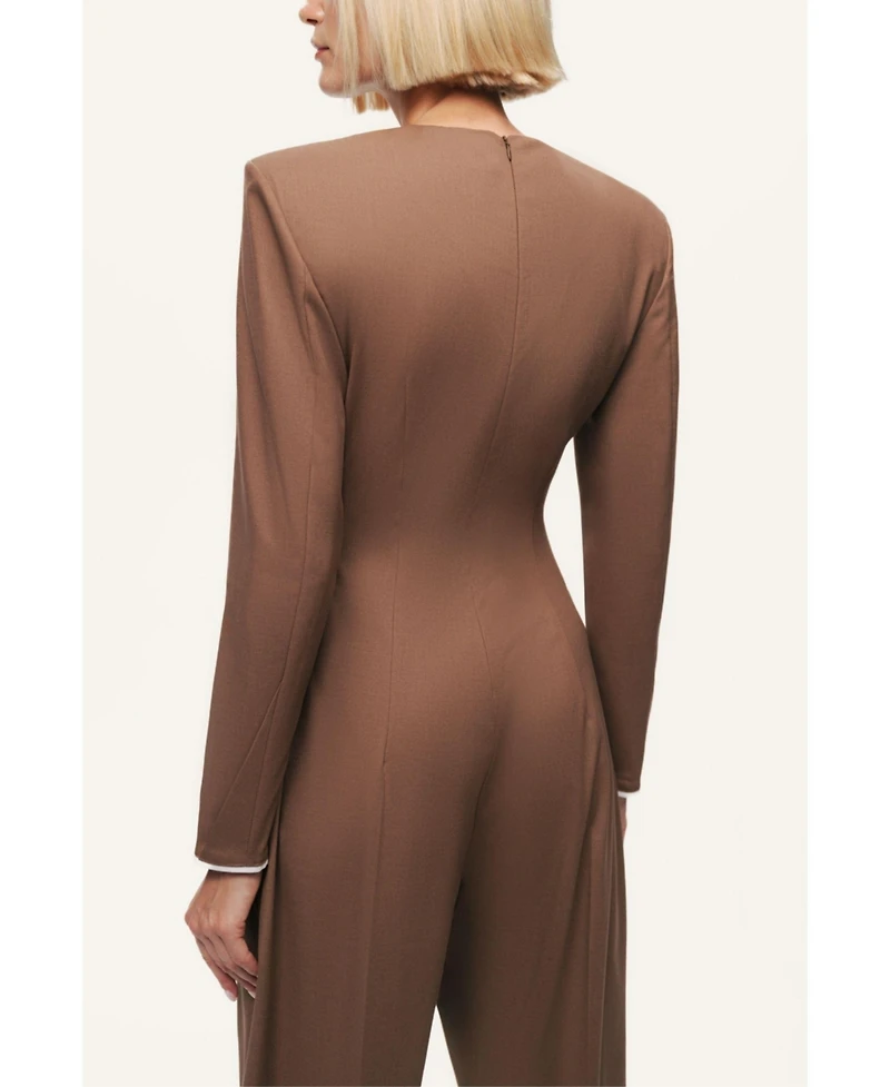 Nocturne Women's Sculpted-Shoulder Crew-Neck Jumpsuit