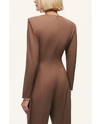 Nocturne Women's Sculpted-Shoulder Crew-Neck Jumpsuit