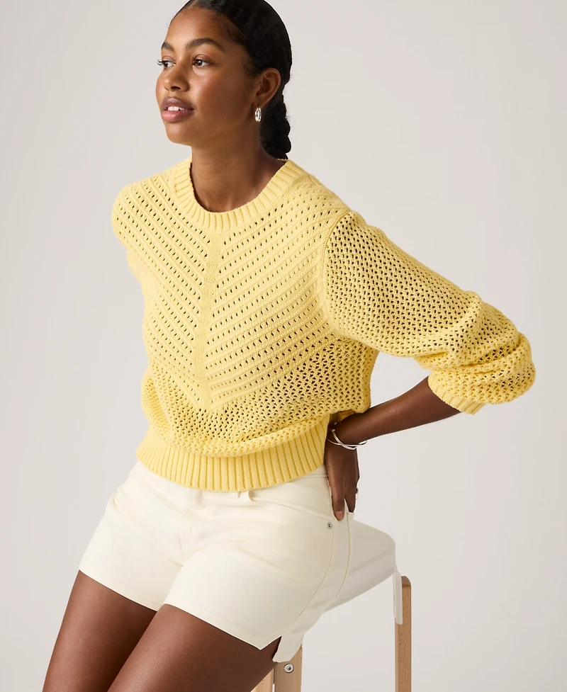 Levi's Women's Gaelle Long-Sleeve Crochet Pull-On Sweater