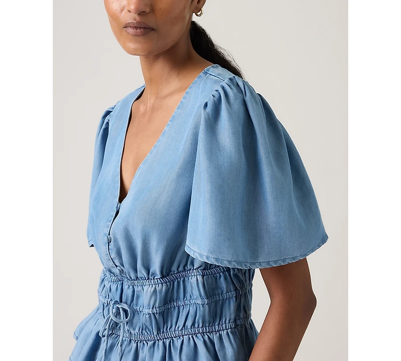 Levi's Women's V-Neck Floral-Print Short-Sleeve Blouse