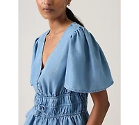 Levi's Women's V-Neck Floral-Print Short-Sleeve Blouse