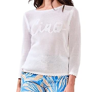 Tribal Women's Open-Stitch Embroidered Crew Neck Sweater