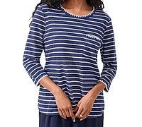 Tribal Women's Textured Stripe Knit 3/4-Sleeve Top