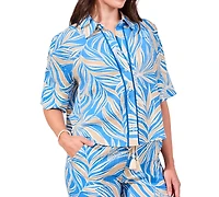 Tribal Women's Printed Loop-Stitch Button Camp Shirt