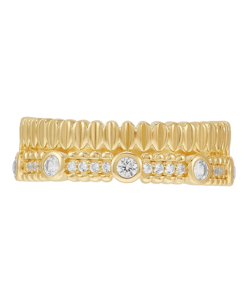 Macy's Created White Sapphire (1/3 ct. t.w.) Band Ring in 14k Yellow Gold-Plated Sterling Silver