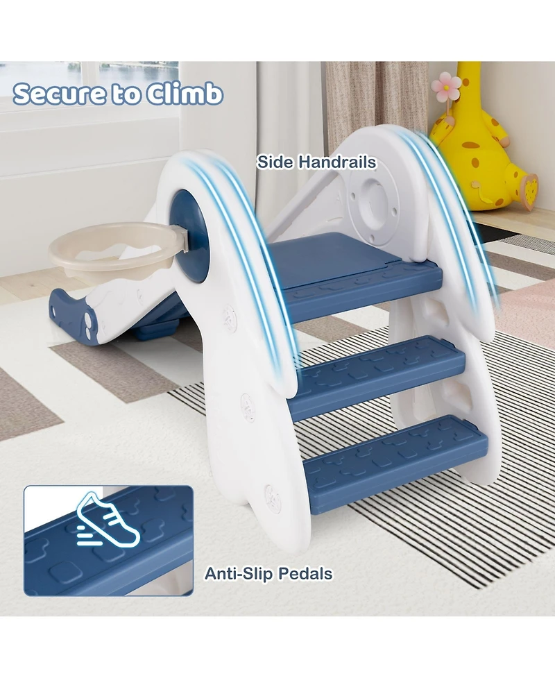 Mecale 3-in-1 Toddler Slide Climber Playset with Basketball Hoop and Ball