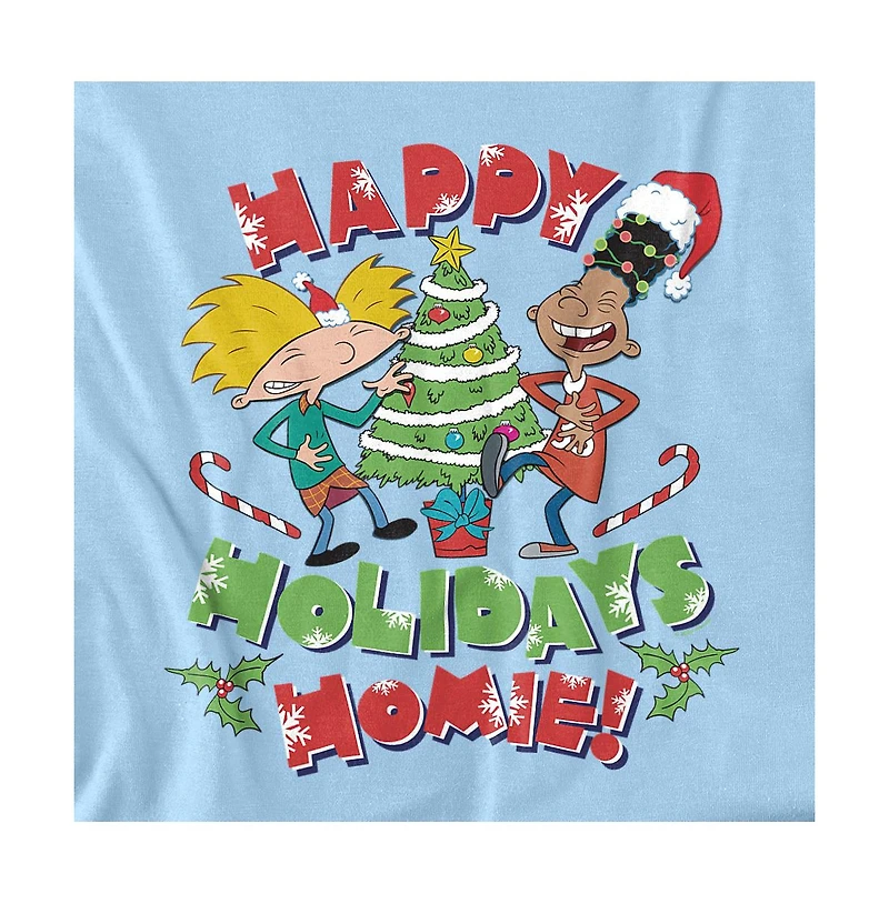 Hey Arnold Men's Happy Holidays Homie And Gerald Christmas T-Shirt