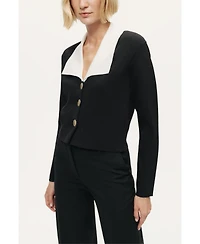 Nocturne Women's Contrast Collar Knit Cardigan