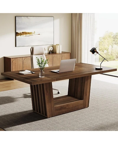 Tribesigns 63'' Executive Office Desk, Modern Computer Home Office Desk with Robust Base, Large Wooden Conference Table