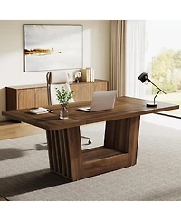 Tribesigns 63'' Executive Office Desk, Modern Computer Home Office Desk with Robust Base, Large Wooden Conference Table
