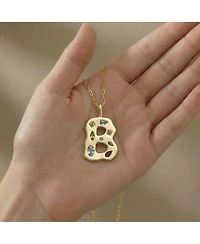 Genevive Unique 14K Gold Plated Multifaceted Cz Initial Pendant Necklace