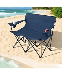 Mecale Camping Loveseat Chair for 2 with Cup Holders, Folding Outdoor Seat