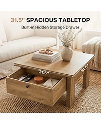Tribesigns Coffee Table for Living Room, 31.5" Square Coffee Table with Storage for Small Spaces
