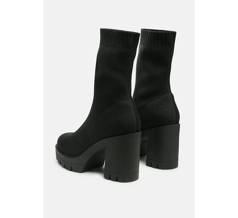 zinnia knitted block heeled boots