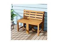 Slickblue Outdoor 3-in-1 Acacia Wood Bench Loveseat with Slatted Design