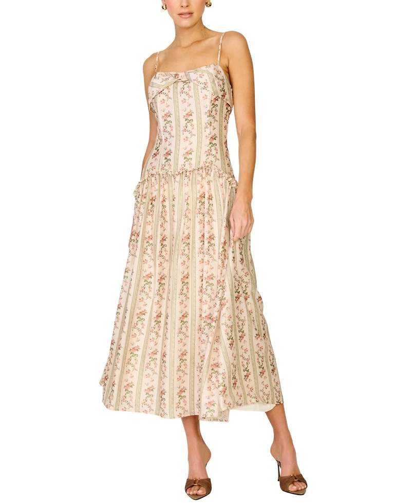 Line & Dot Women's Straight Neck Maxi Dress