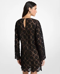 Michael Kors Women's Crochet Crewneck Long-Sleeve Mini Dress