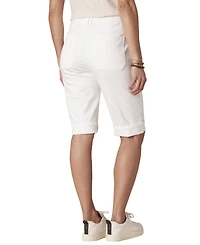 Democracy Petite Uncuffed Mid-Rise Button Closure Denim Shorts