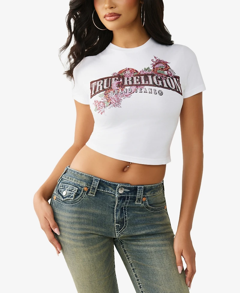 True Religion Women's Crystal Snake Baby T-Shirt