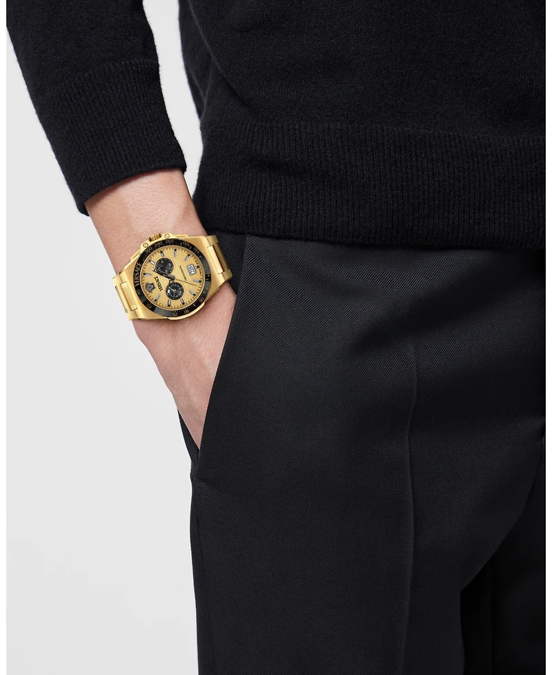 Versace Men's Greca Reaction Ip Yellow Gold Bracelet Watch, 43mm