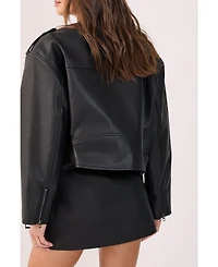 Nasty Gal Women's Belted Faux Leather Biker Jacket