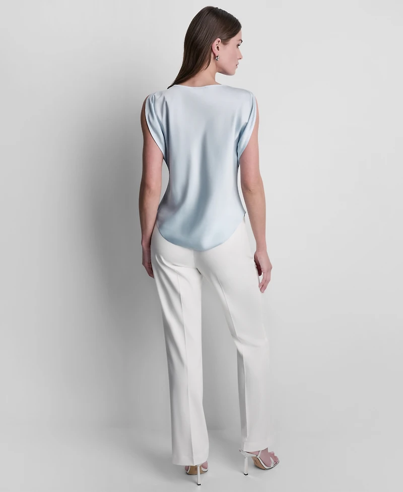 Dkny Petite Flutter Cowl Neck Blouse