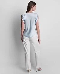 Dkny Petite Flutter Cowl Neck Blouse