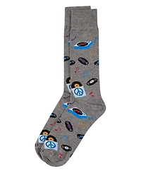 MeMoi Men's Vinyl Tunes Novelty Crew Socks