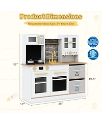 Mecale Kids Wooden Kitchen Playset with Stove, Sound & Lights for Ages 3