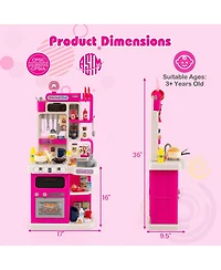 Mecale Kids Kitchen Playset Pretend Kitchen with Realistic Lights & Sounds for Interactive Play