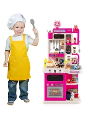 Mecale Kids Kitchen Playset Pretend Kitchen with Realistic Lights & Sounds for Interactive Play
