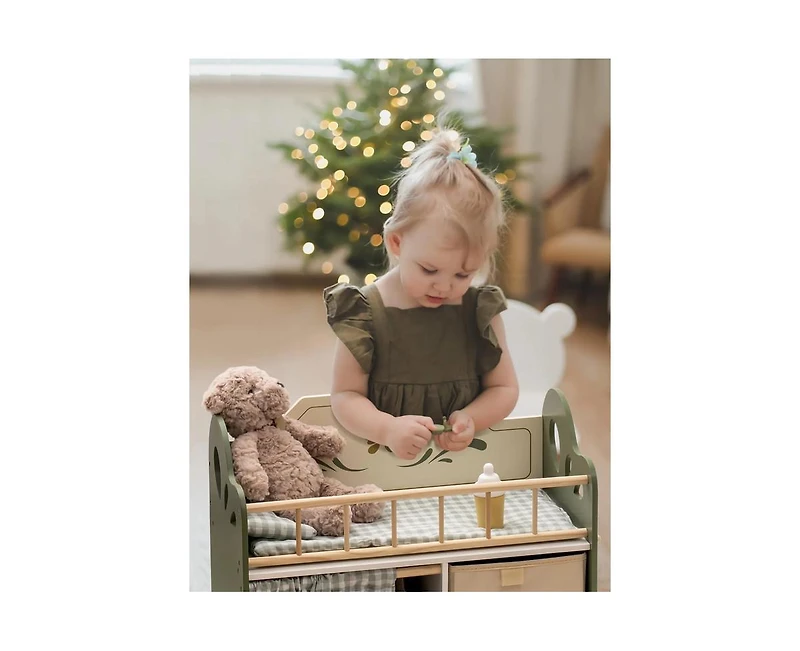 Robotime Dollhouses, Baby Doll Cradle with Storage and Bedding, for Toddler Kids